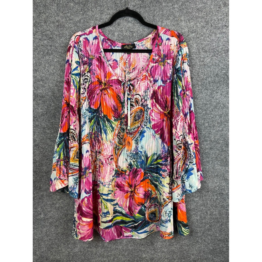 Melissa Paige Blouse Women 3X Multicolor Excellent‎ Floral Paisley Pleated Top